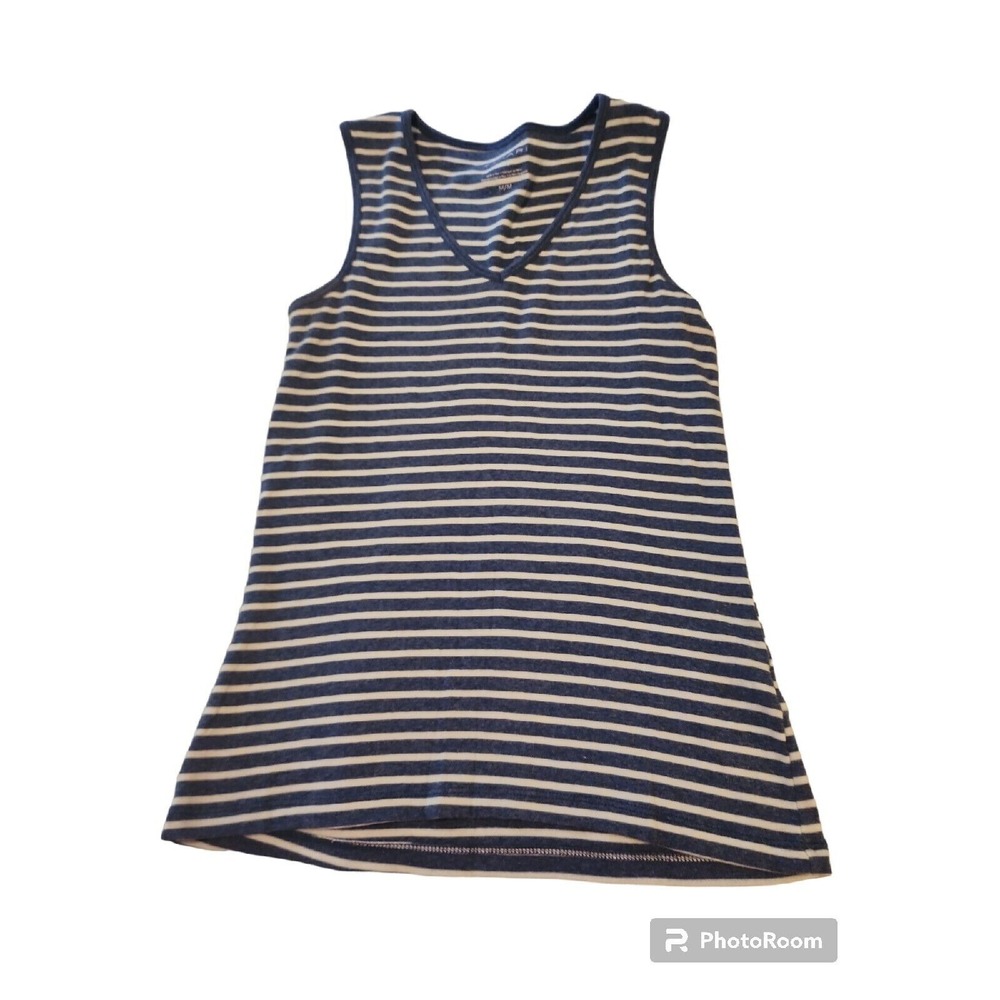 Tahari Striped‎ Tank Top Casual Sleeveless V Neck Tee Shirt M
